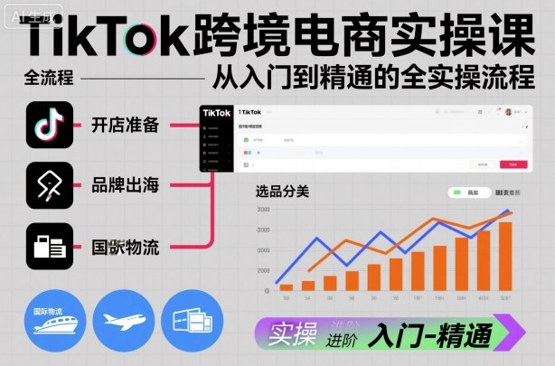 TikTok跨境电商实操课,从入门到精通的全实操流程-生财