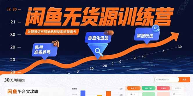 闲鱼无货源训练营：账号准备养号/垂直化选品/黑搜玩法，0基础30天盈利指南-生财