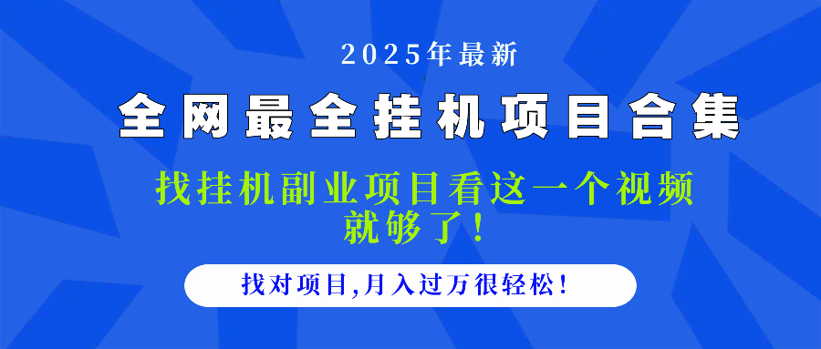 2025最全挂机项目合集 找项目看这一个视频就够了，做对项目月入过万很…-生财