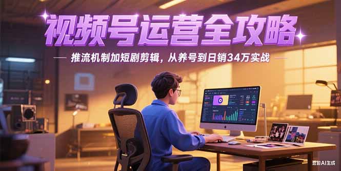 2025视频号运营全攻略，推流机制加短剧剪辑，从养号到日销34万实战-生财
