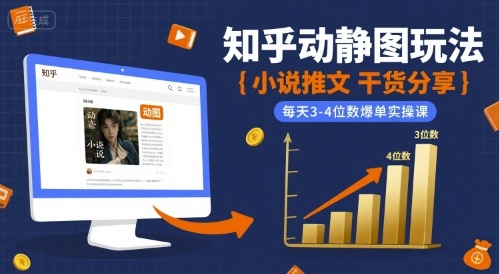 小说推文干货分享之知乎动静图玩法，每天3-4位数爆单实操课-生财
