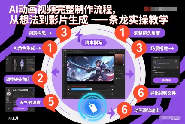 AI动画视频完整制作流程，从想法到影片生成一条龙实操教学-生财