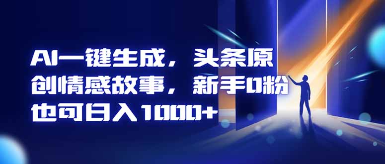 AI一键生成,头条原创情感故事,新手0粉也可日入1000+-生财