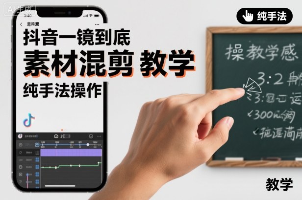 抖音一镜到底素材混剪教学，纯手法操作-生财