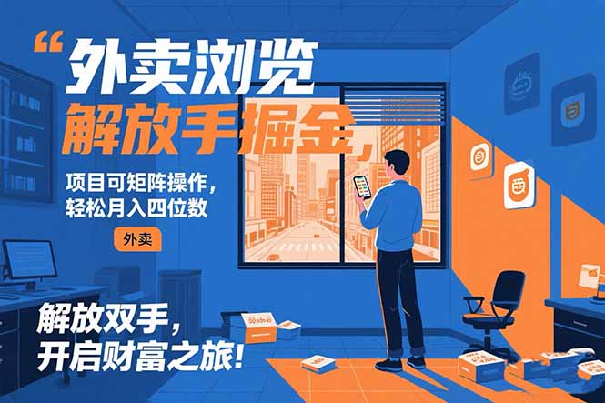 外卖浏览掘金项目 可矩阵操作 轻松日入500+-生财