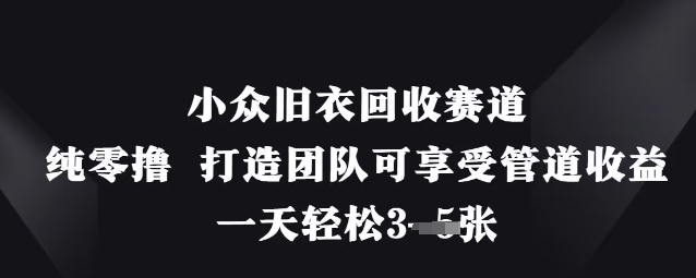 小众旧衣回收赛道，纯零撸 打造团队可享受管道收益，一天轻松3张-生财
