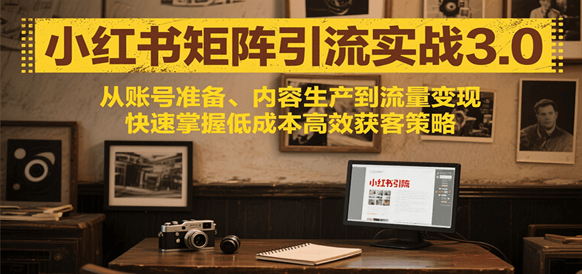 小红书矩阵引流3.0，从账号准备、内容生产到流量变现，快速掌握低成本高效获客策略-生财