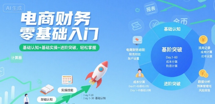 电商财务零基础入门,基础认知+基础实操+进阶突破,轻松掌握-生财