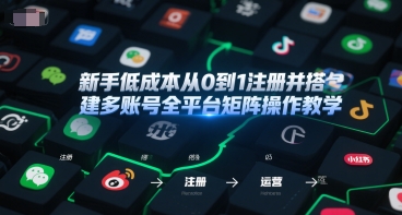 新手低成本从0到1注册并搭建多账号全平台矩阵操作教学,手机号-邮箱-IP-工具-生财