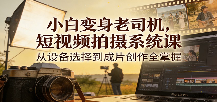 小白变身老司机，短视频拍摄系统课，从设备选择到成片创作全掌握-生财