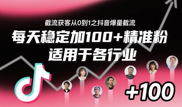 截流获客从0到1之抖音爆量截流,每天稳定加100+精准粉,适用于各行业-生财