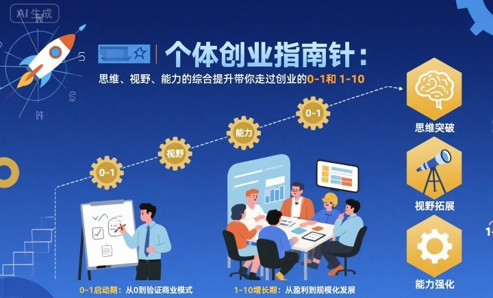 个体创业指南针，思维、视野、能力的综合提升带你走过创业的0-1和1-10【音频】-生财