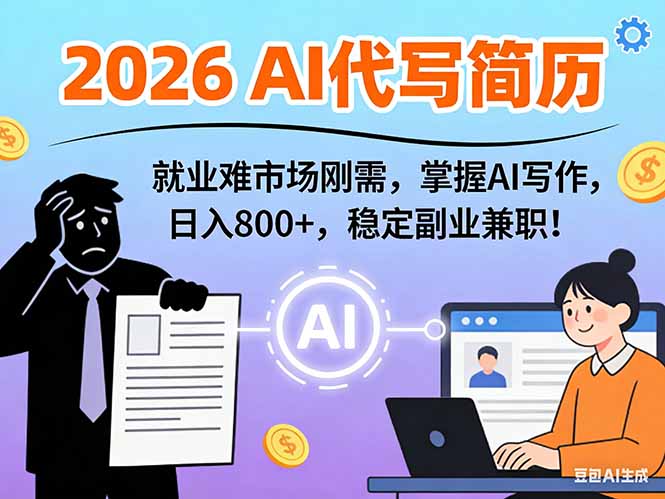 AI代写简历，超暴利，用万能模板月入1-3万实战教程，2026年市场刚需！-生财