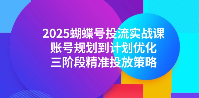 2025蝴蝶号投流实战课,账号规划到计划优化,三阶段精准投放策略-生财