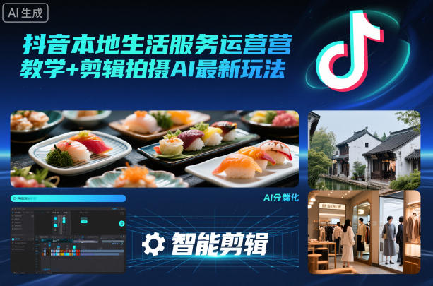 抖音本地生活服务运营教学+剪辑拍摄AI最新玩法-生财