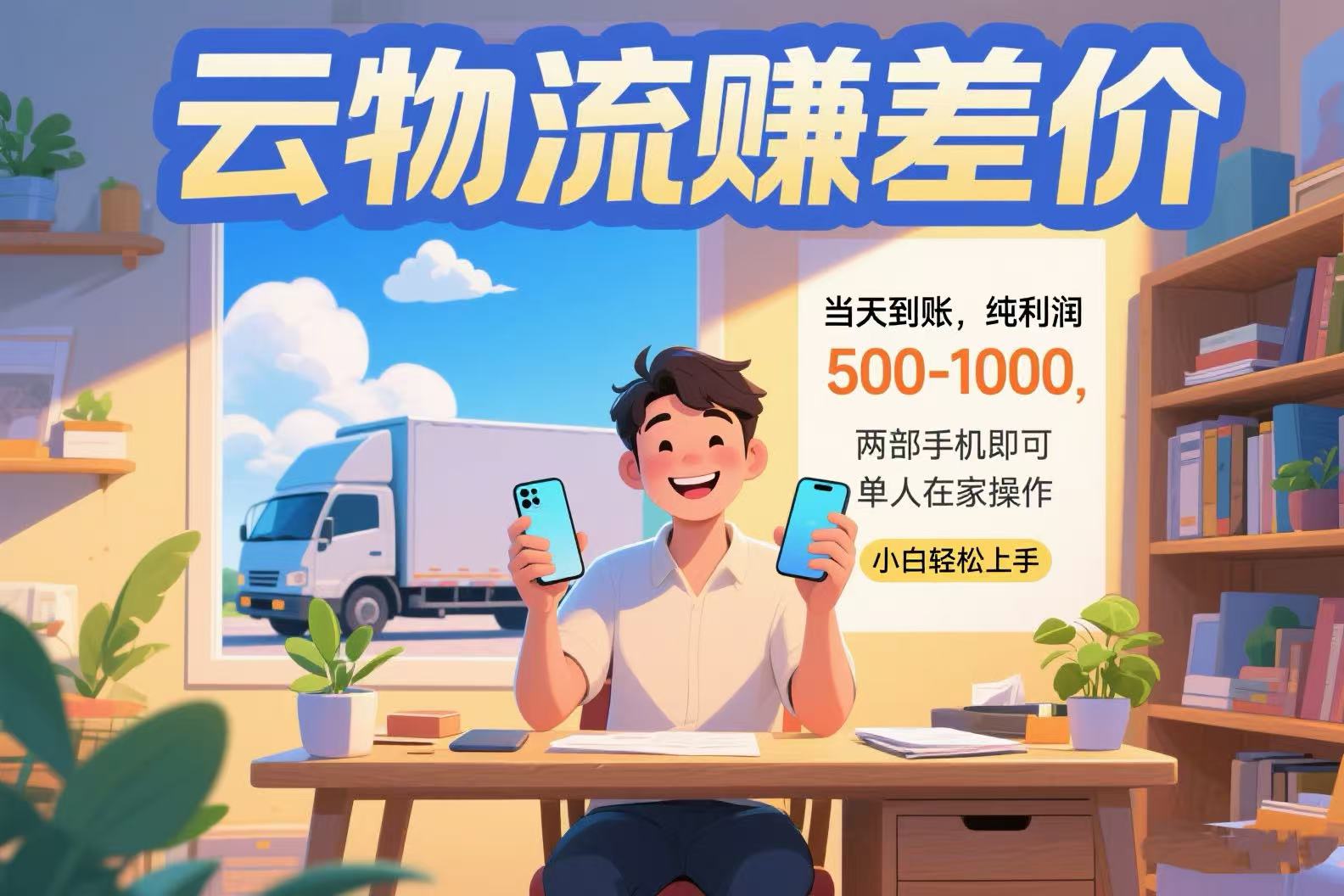 云物流赚差价 当天到账纯利润500-1000 两部手机即可 可单人在家操作 小…-生财