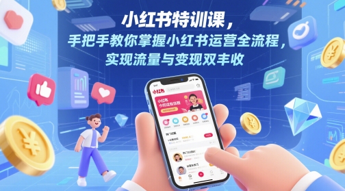 小红书特训课,手把手教你掌握小红书运营全流程,实现流量与变现双丰收-生财