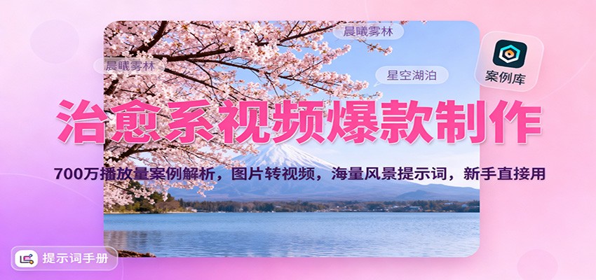 治愈系视频爆款制作,700万播放量案例解析,图片转视频,海量风景提示词,新手直接用-生财