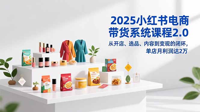 2025小红书电商带货系统课程2.0，从开店、选品、内容到变现的闭环，单店月利润达2万-生财