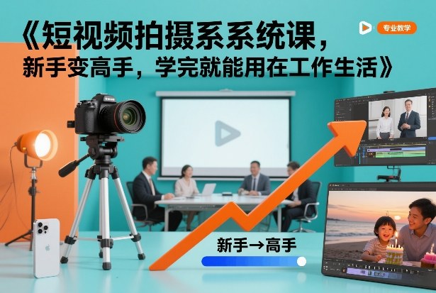 短视频拍摄系统课，新手变高手，学完就能用在工作生活-生财