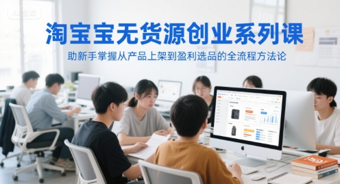 淘宝无货源创业系列课，助新手掌握从产品上架到盈利选品的全流程方法论-生财