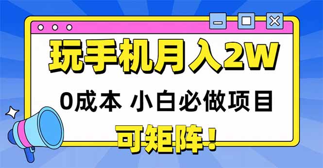 玩玩手机月入20000+,0成本小白必做项目,可矩阵-生财