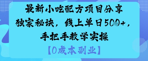 最新小吃配方项目分享独家秘诀,线上单日5张,手把手教学实操-生财