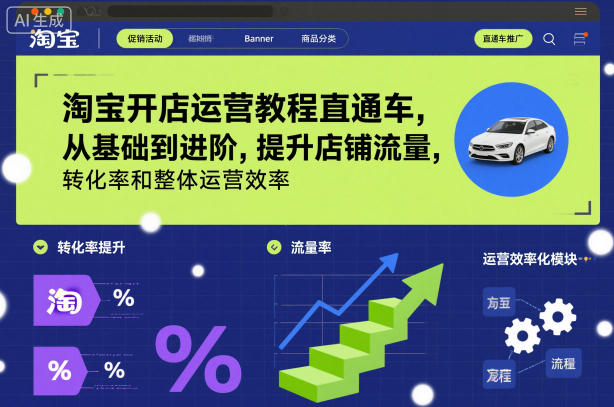 淘宝开店运营教程直通车,从基础到进阶,提升店铺流量,转化率和整体运营效率(更新11月)-生财