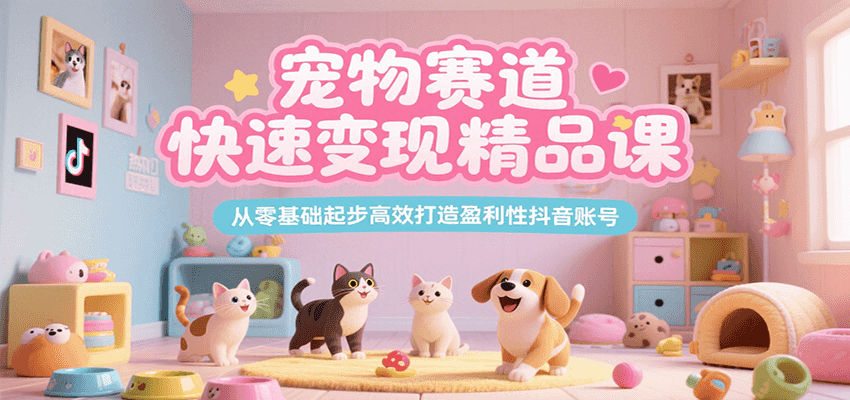 宠物赛道快速变现精品课，从零基础起步高效打造盈利性抖音账号-生财
