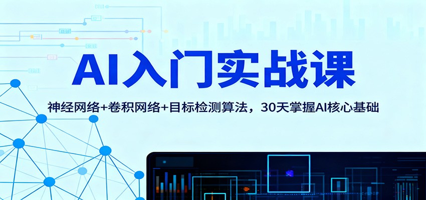 AI入门实战课：神经网络+卷积网络+目标检测算法，30天掌握AI核心基础-生财