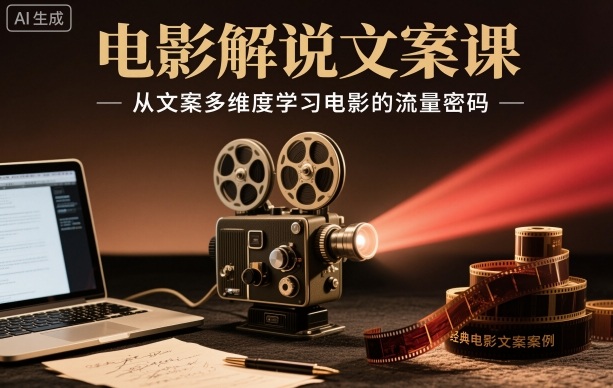 电影解说文案课，从文案多维度学习电影的流量密码-生财