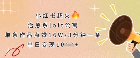 小红书超火的治愈系loft公寓,单条作品点赞16W,3分钟一条,单日变现数张-生财