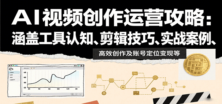 AI视频创作运营攻略：涵盖工具认知、剪辑技巧、实战案例、高效创作及账号定位变现等-生财