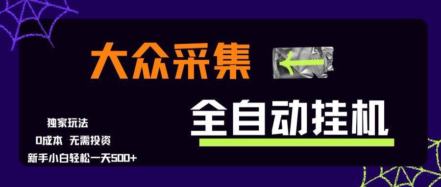 大众采集全自动玩法,新手小白轻松一天500+,操作简单-生财