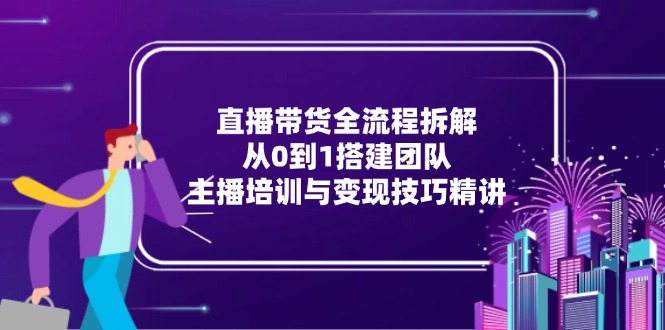直播带货全流程拆解:从0到1搭建团队,主播培训与变现技巧精讲-生财