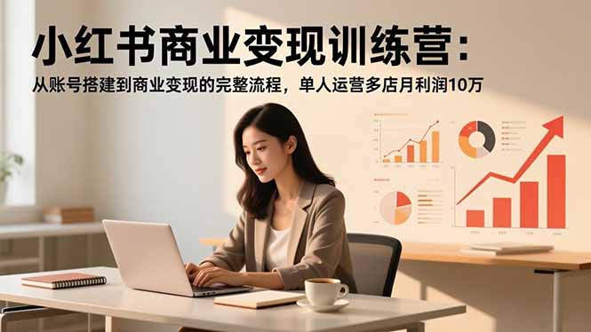 小红书商业变现训练营:从账号搭建到商业变现的完整流程,单人运营多店月利润10万-生财