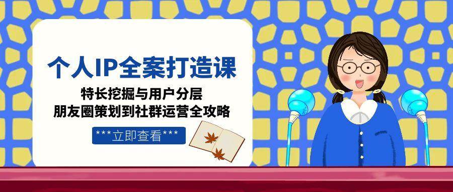 个人IP全案打造课，特长挖掘与用户分层，朋友圈策划到社群运营全攻略-生财