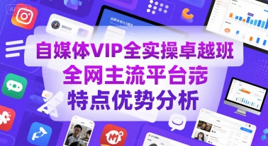 自媒体VIP全实操卓越班,全网主流平台特点优势分析-生财
