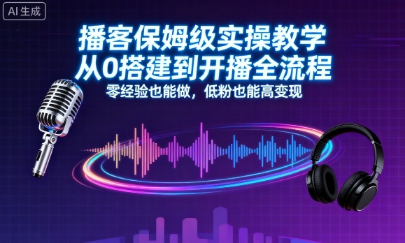 播客保姆级实操教学,从0搭建到开播全流程,零经验也能做,低粉也能高变现-生财