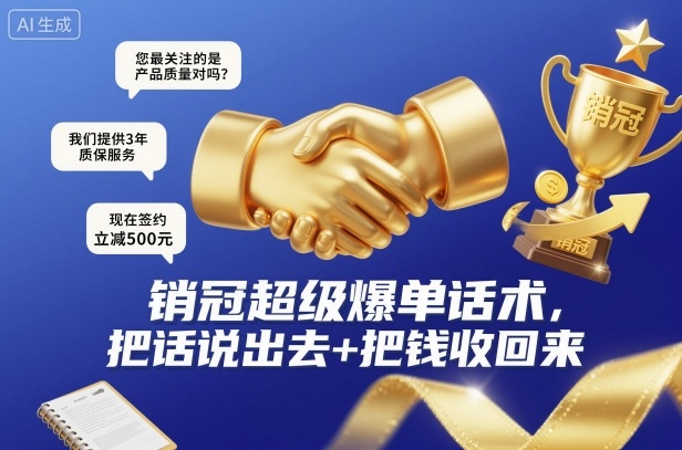 销冠超级爆单话术,把话说出去+把钱收回来-生财