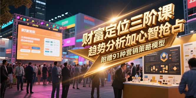 财富定位三阶课,趋势分析加心智抢占,附赠91种营销策略模型-生财