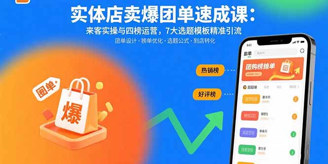 实体店卖爆团单速成课:来客实操与四榜运营,7大选题模板精准引流-生财
