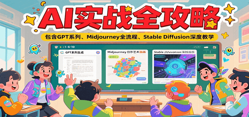 AI实战全攻略，包含GPT系列、Midjourney全流程、Stable Diffusion深度教学-生财