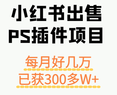 小红书出售PS插件项目,每月都收入好几万,长期操作已获利300多W+-生财