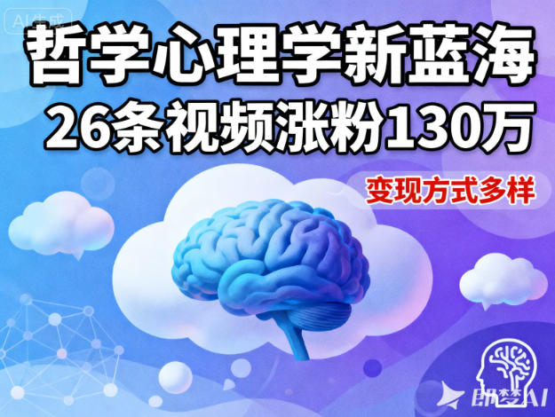 短视频新蓝海,哲学心理学赛道,26条视频涨粉130W,变现方式多样-生财