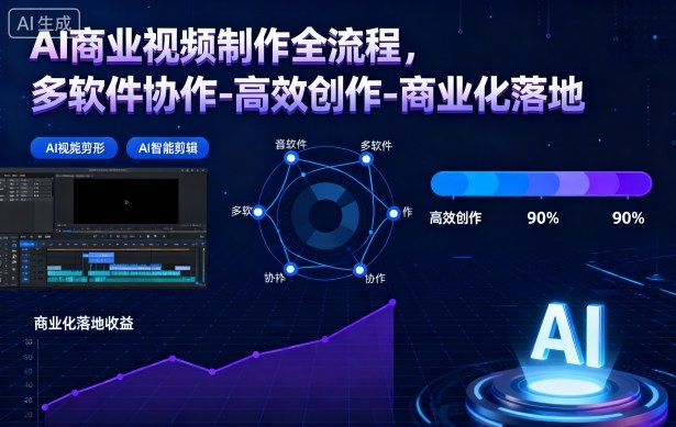 AI商业视频制作全流程,多软件协作-高效创作-商业化落地-生财