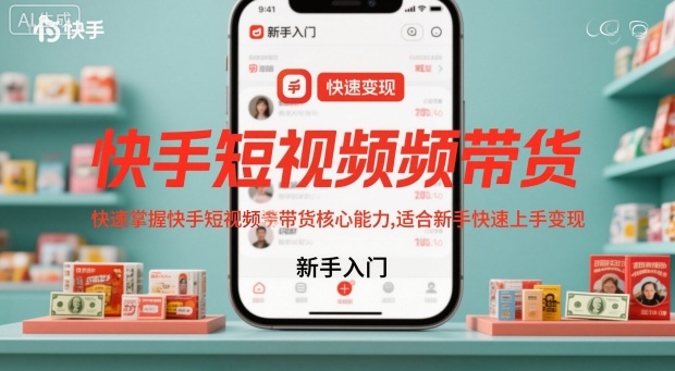 快手短视频带货,快速掌握快手短视频带货核心能力,适合新手快速上手变现-生财