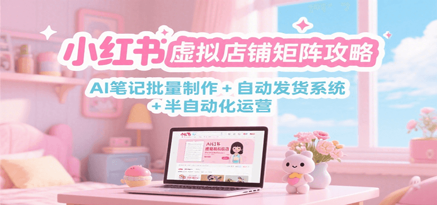 小红书虚拟店铺矩阵攻略：AI笔记批量制作 + 自动发货系统 + 半自动化运营-生财