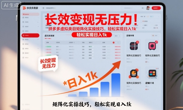 长效变现无压力!拼多多虚拟类目矩阵化实操技巧,轻松实现日入1k【揭秘】-生财