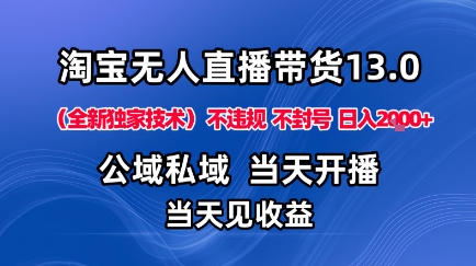 淘宝无人直播13.0,公域私域技术,不封号,不违规布局下半年旺季赛道,日入1K+(独家技术)【揭秘】-生财